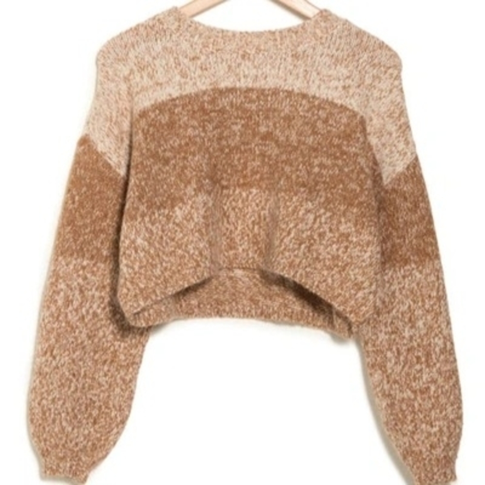 Cropped Crew Neck Sweater